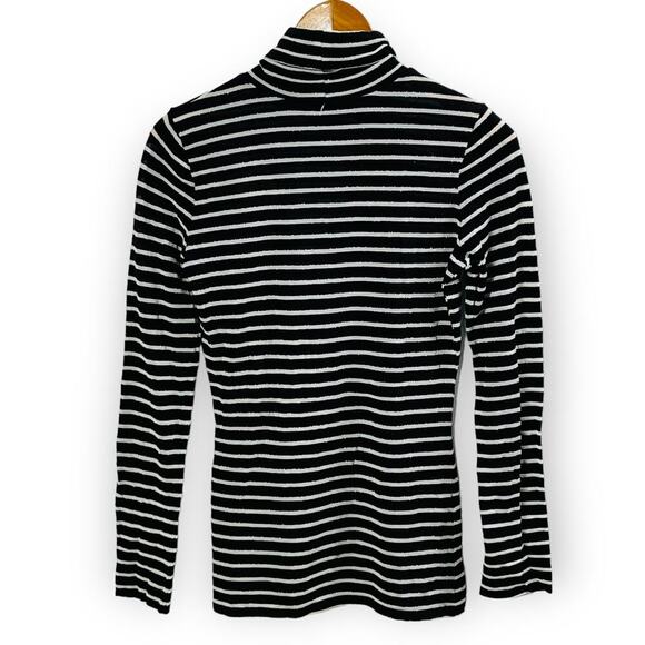 Express Black Metallic Crest Logo Turtleneck Long Sleeve Top S Y2K - Picture 4 of 10